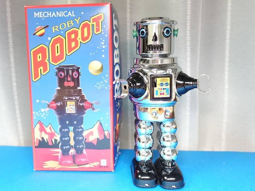 R-1ブリキ シルバーロボット2体セット（ブリキロボット） ROCKET USA ブリキ製R-1ロボット 復刻版 外箱付き | ブリキの